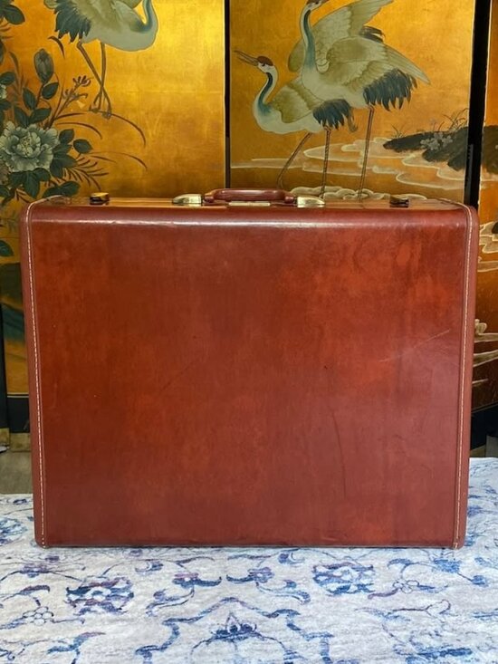 50s Vintage Large Samsonite Streamlite series Suitcase Luggage Leather Saddle - Picture 2 of 8